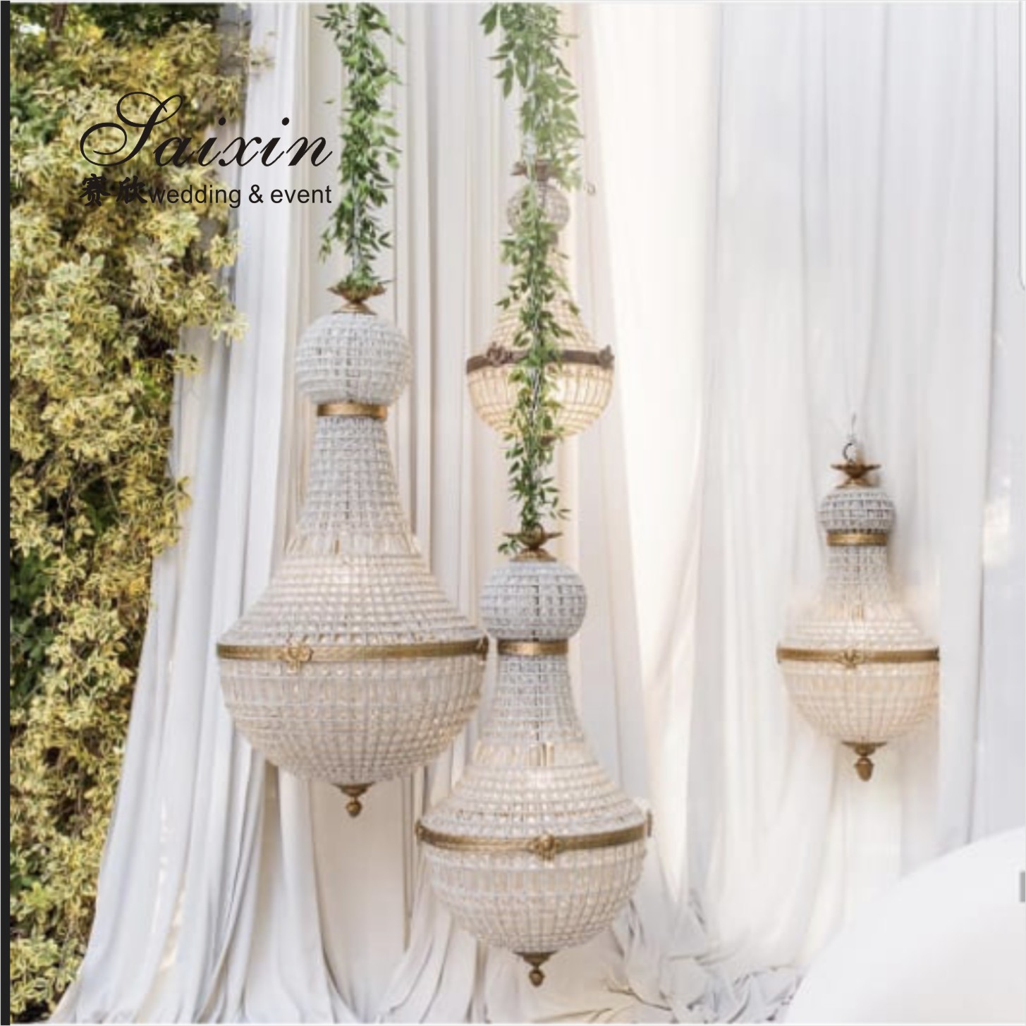 Oval Shaped Crystal Chandelier Pendant Wedding Event Stage Decoration 50cm
