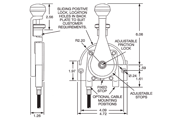Push Pull / Pull Only Hand Control Lever For Commercial / Industrial Vehicles 6