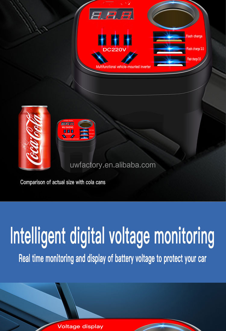 Smart Cooling Universal Power Inverter Auto 12V/24V USB Port Inverter Converter for Cooling Car Refrigerator