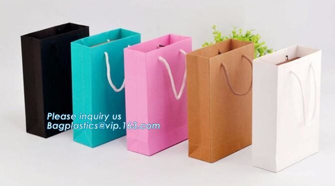 Flower carrier bag with different color customized pot plants kraft paper bag with handle,stamping logo fancy paper flow