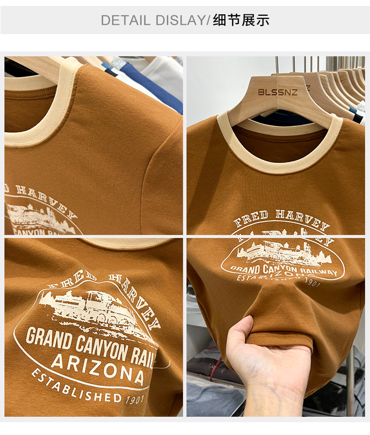 American Color Vintage Contrast Printed Short-Sleeved T-shirt S-2XL or Customize Size