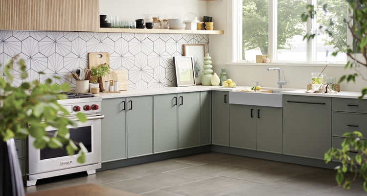 Customize Your Apartment Kitchen with end Solid Wood Cabinets and Waste Container