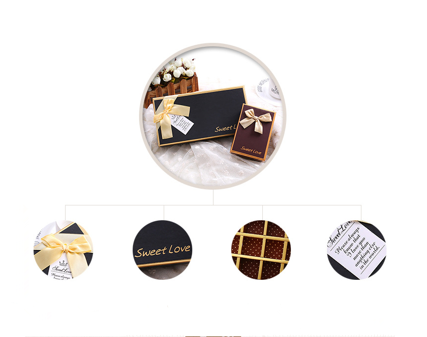 Customized Logo Printing Eco Friendly Food Packaging Chocolate Box With Ribbon Bow