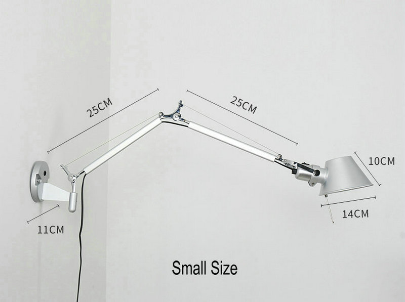 American Black Silver Wall Light E27 for Bedside Office Living Room Rotatable Long Arm Wall Lamp(WH-OR-233)