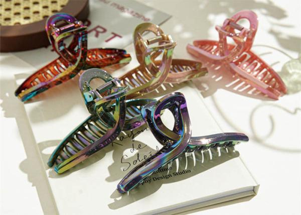 PS material plating metal color large cross clip summer new disc hair clip