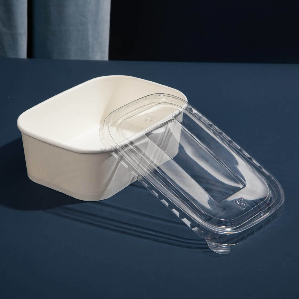 Waterproof disposable biodegradable Kraft Food Grade Paper Customized Printing Square Rectangular bowls with lid