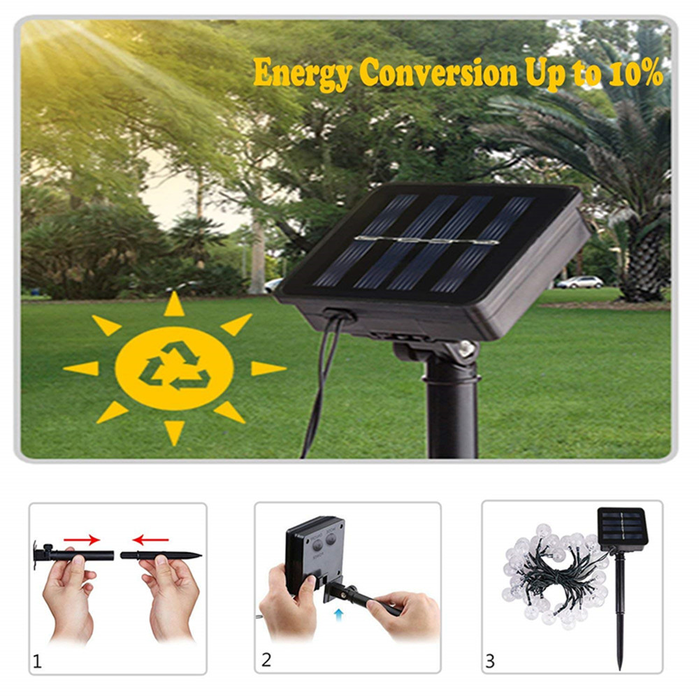 LED Crystal Ball LED Solar Lamp Power LED String Fairy Lights Garlands Garden Christmas Decor for Outdoor