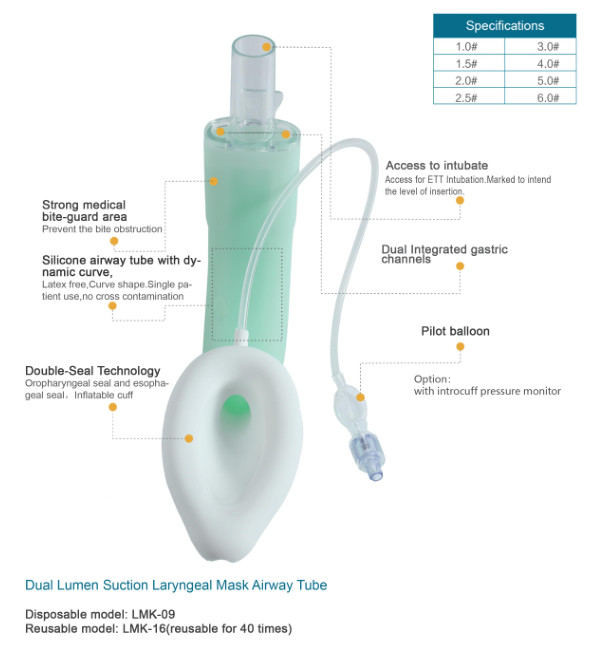 Intubating Laryngeal Mask Airway Management Dual Lumen LMA CE Certificated