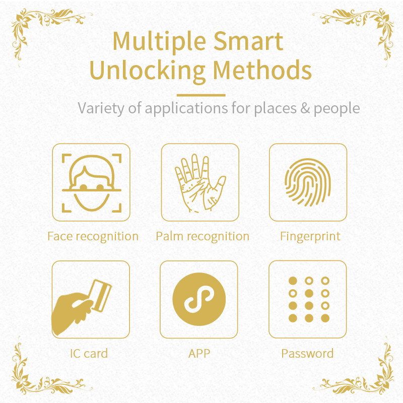 Pure Copper Antique Bronze High Quality Luxury Design Palm Face recognition Fingerprint Smart Door Lock