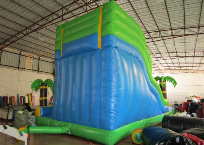 Summer 2017 palm trees inflatable water slide on sales inflatable single slide with water pool