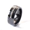 Buy cheap Mens Black Ceramic Inlay Diamond Wedding Ring 2.2mm-2.5mm thickness from wholesalers