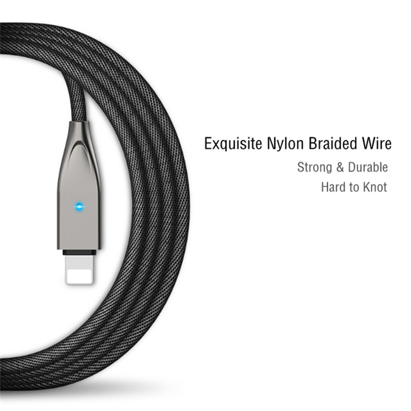 Auto Disconnect Charging Cable Lightning Nylon Braided USB Cable 1.2M