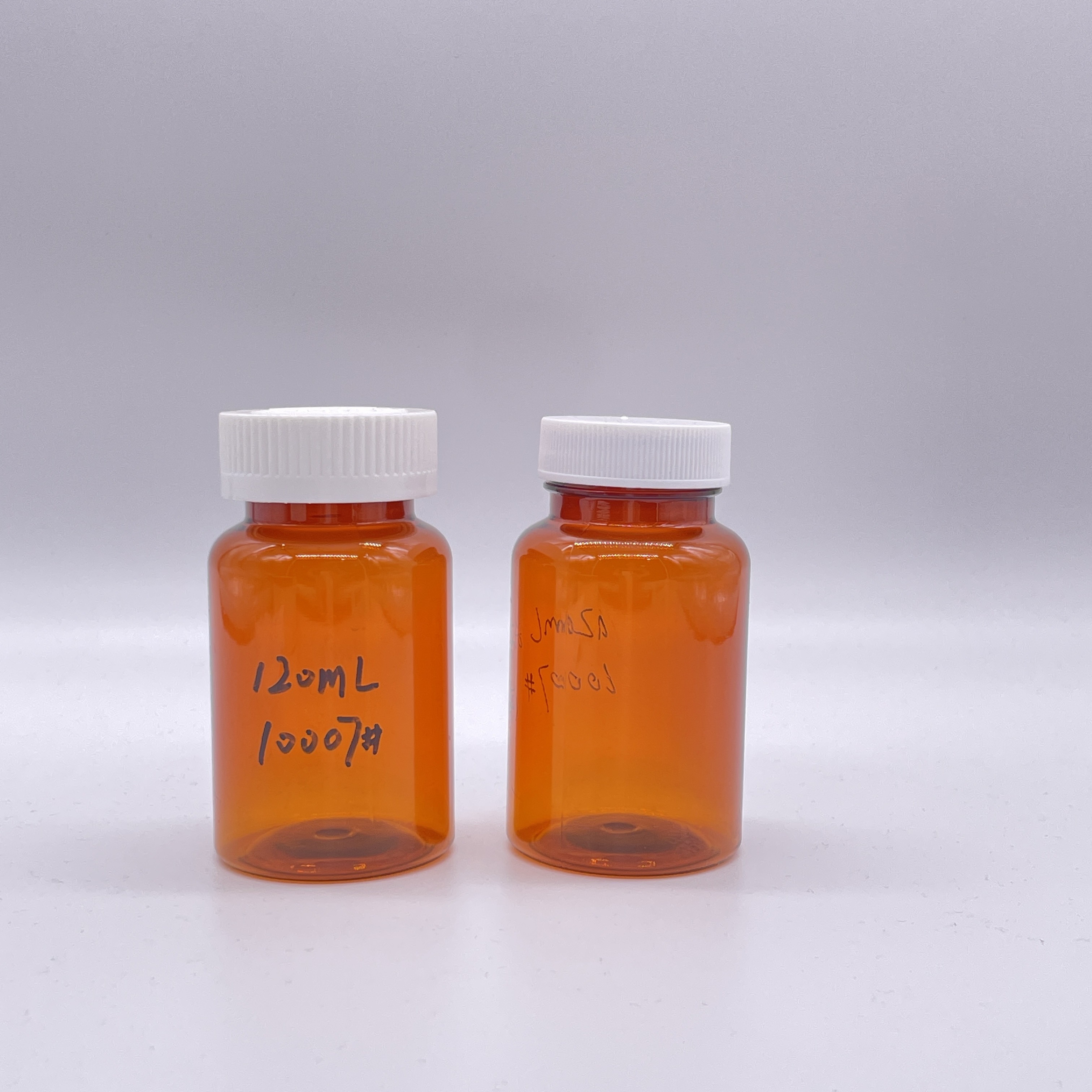 Amber Color 120ml PET Bottle with White Screw Cap/ Child Resistant Cap 2780 pcs