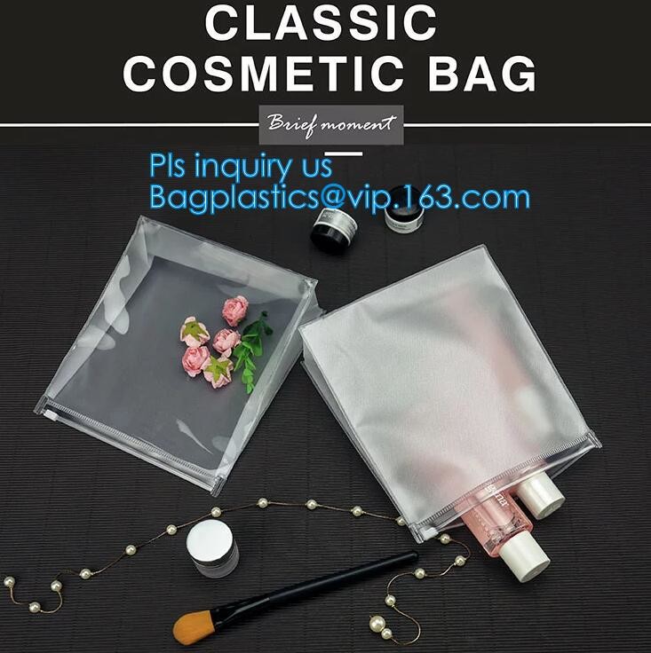 vinyl zipper pouch/Clear slider pouch/ vinyl slider bag, Frosted Zip lockkk bag EVA PVC hanger bag for clothes, EVA frost d