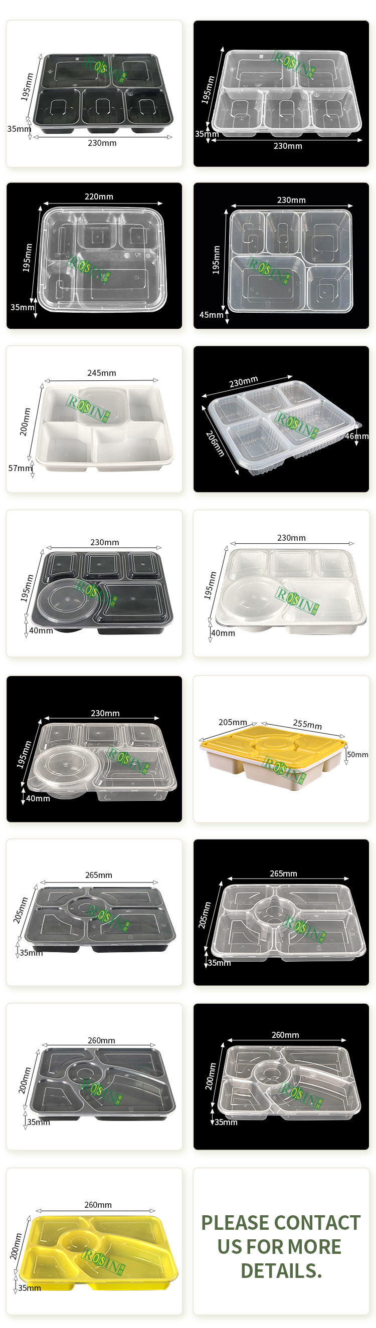 Disposable Plastic Takeaway Containers Customized With 4 Compartments