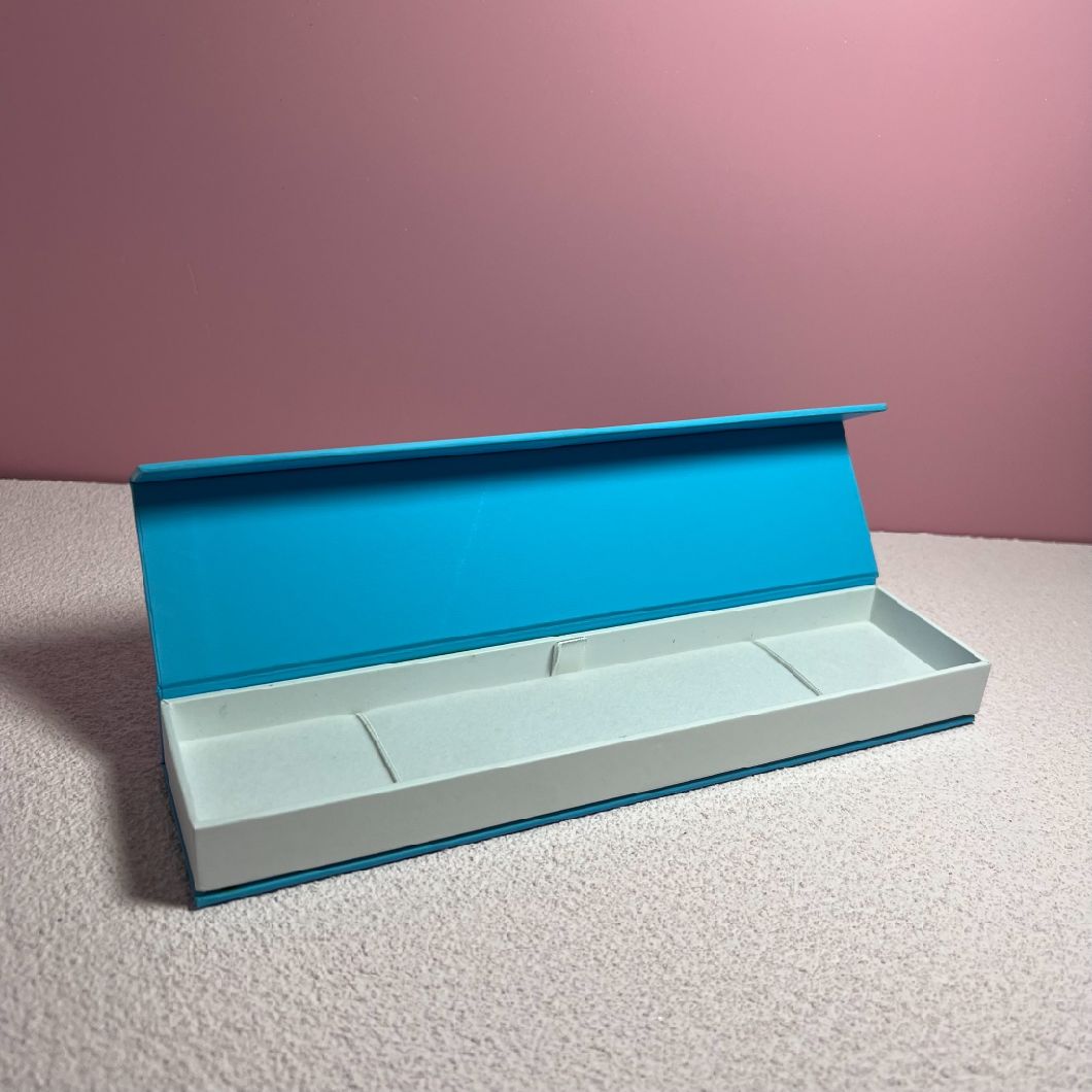 Custom Double Color Touch Paper Covered Cardboard Box for Jewelry Magnetic Style for Young Light Blue for Ring Earring Bangle Necklace Bracelet Gift Watch