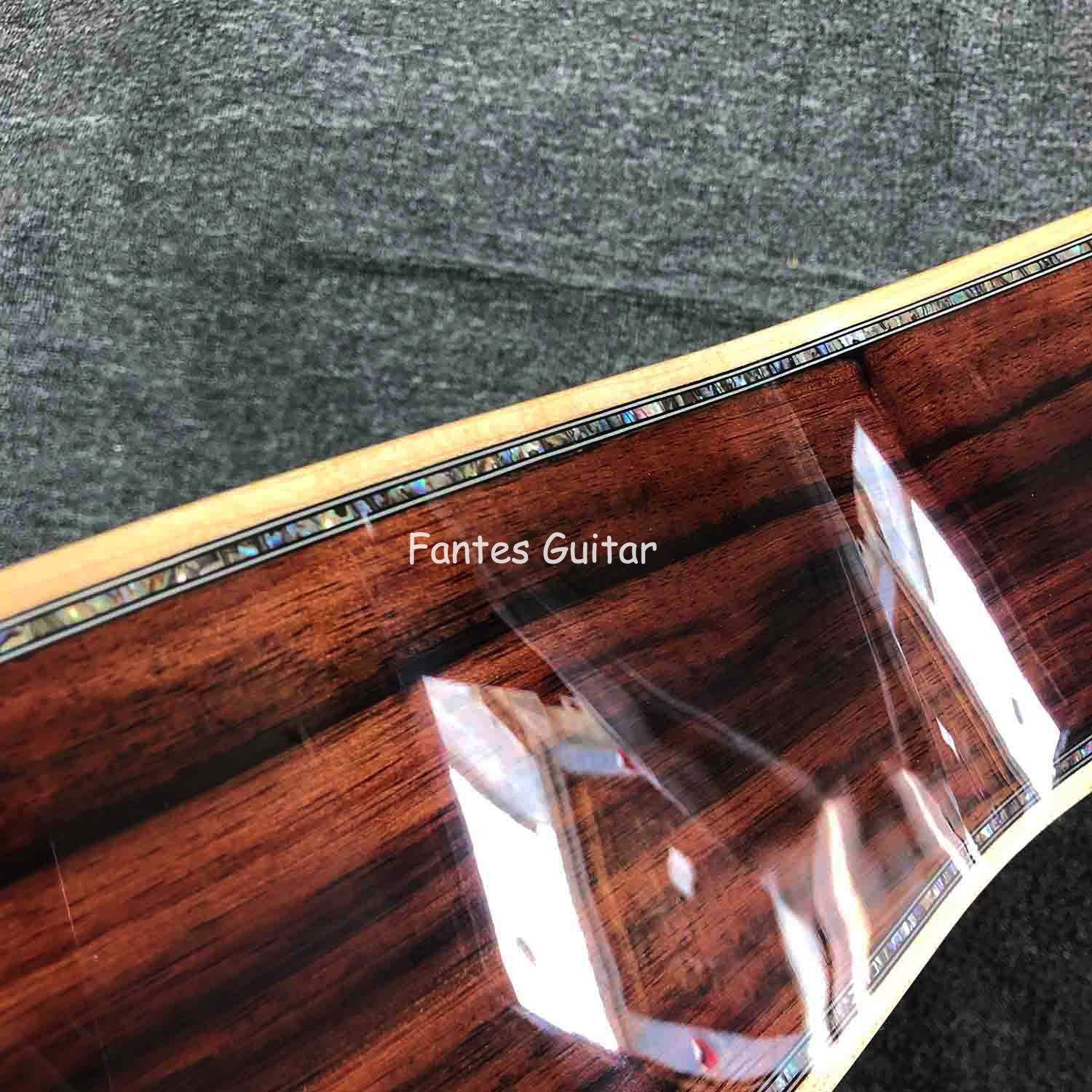 Custom Solid Cocobolo Back Side Real Abalone Inlay D Body Dreadnought Acoustic Guitar in Sunburst Color