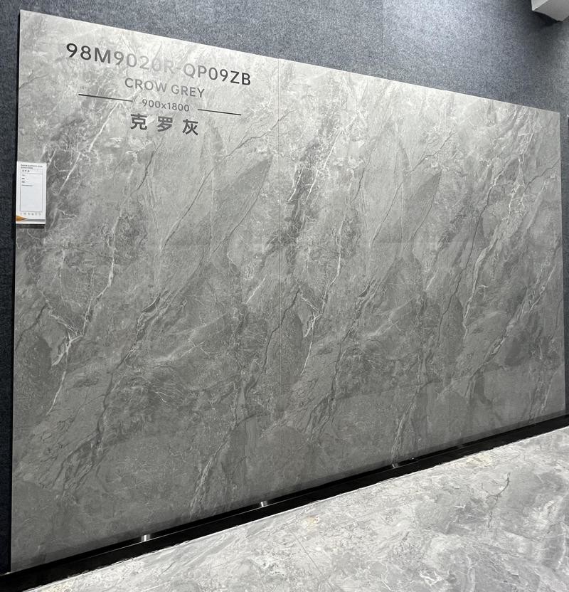 Gray Stunning Retro Outside Wall 900x1800x9mm Glazed Polished Porcelain Tile ISO9001 For Decoration And Design