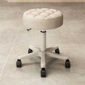 Adjustable Lifting Function Fabric Makeup Stool with Backrest and Revolving
