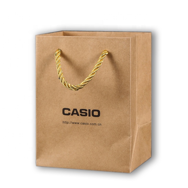 Recycled Materials Brown Paper Shopping Bags With Handles Customized Size