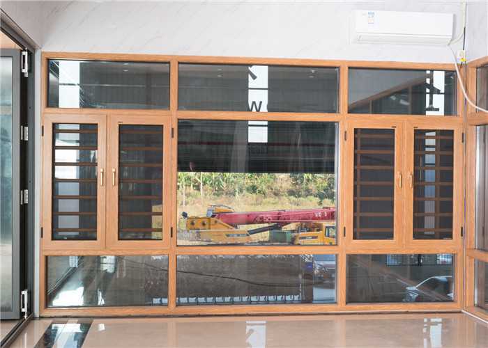 Grey Single Sided Aluminium Glass Window Powder Coating For Residential