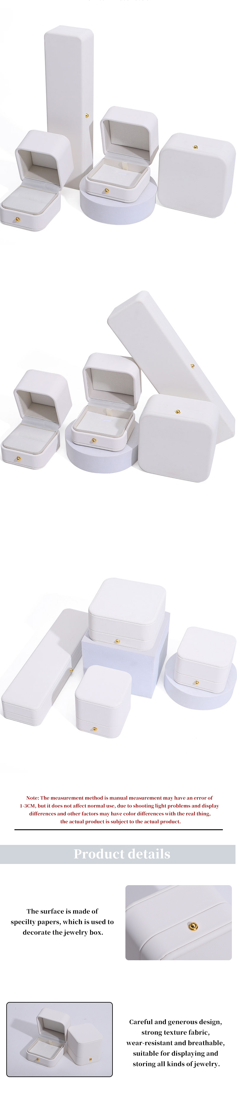Thick Sponge Silk Necklace Leather Jewelry Box with Custom Logo Rectangle Shape Design
