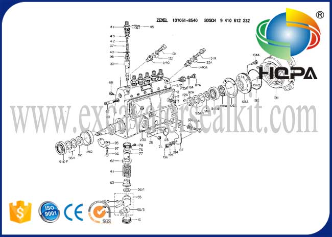 101061-8540 101062-8200 101606-9250 101608-9461 Fuel Pump for Engine D6BR 240CC