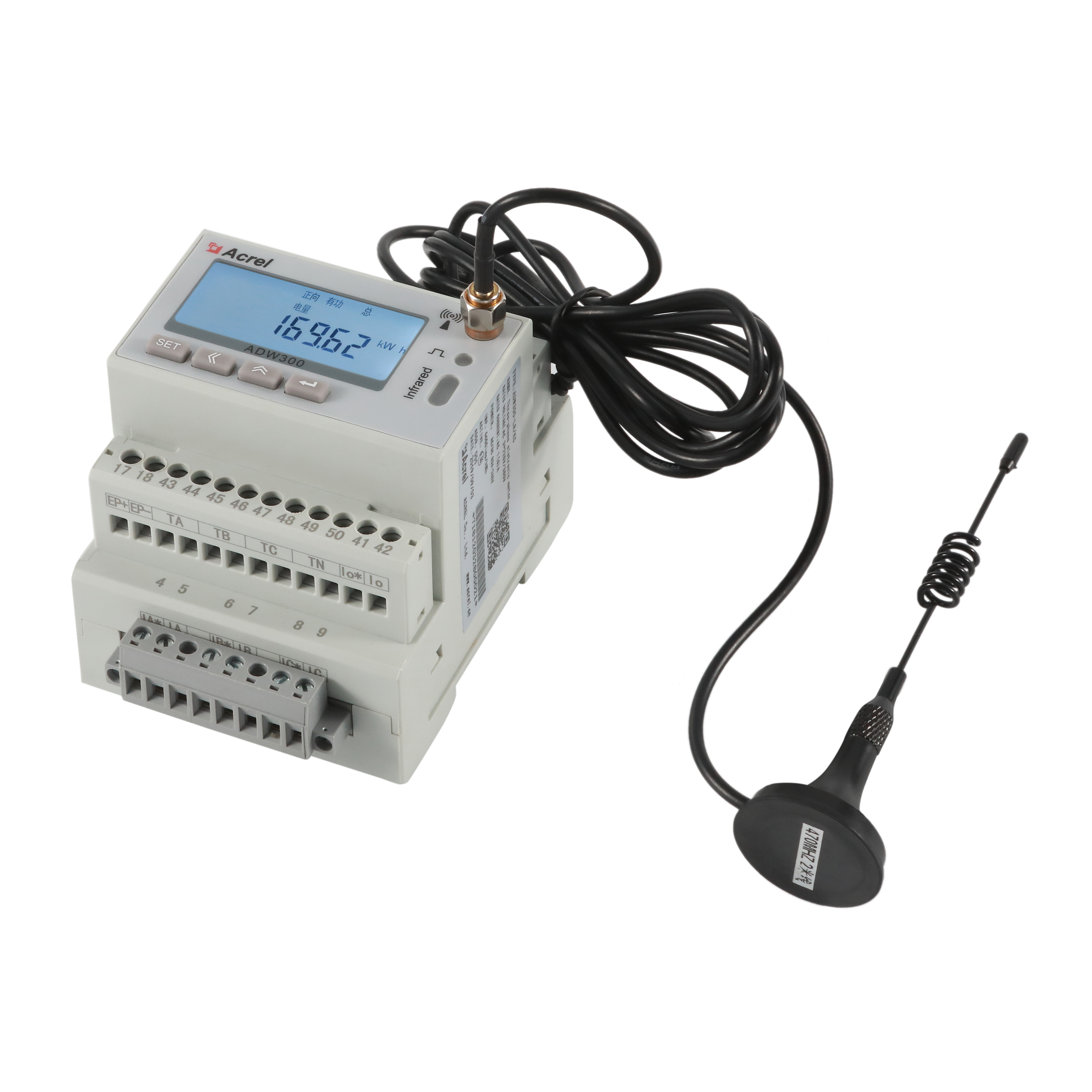 Acrel Wireless Energy Meter / ADW300 Din Rail Mounted Kwh Meter For Distribution Box
