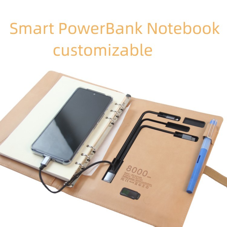8000 MAH Power Bank Notebook With Phone Holder 16 GB Usb Flash Drive Custom Logo Wireless Charge