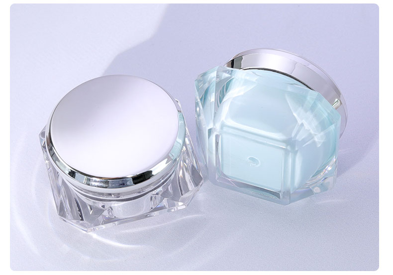 10g 25g Diamond Shaped Jar Empty Plastic Containers With Blue Silver Aluminum Lids
