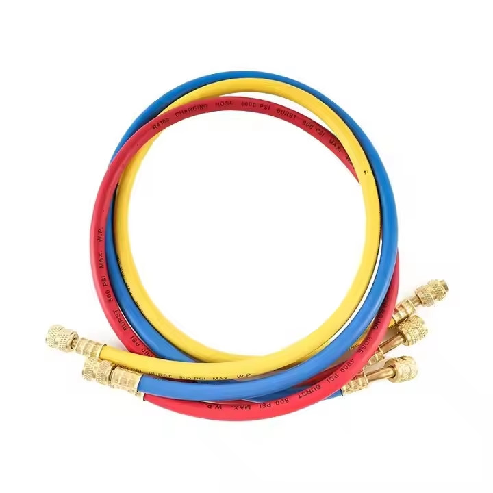 800 Psi Refrigerant Charging Hose 3 Color Fluoride Air Conditioner Pipe New Condition R12 R134 R410 R32 Valve