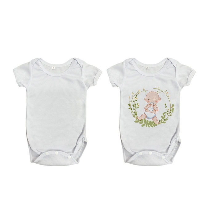 Customizable White Short Sleeve Newborn Romper For Sublimation Heat Transfer Printing