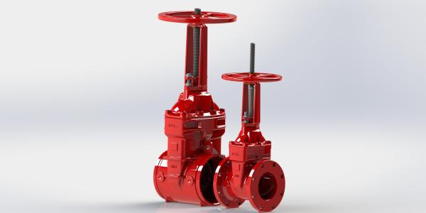 Red Ductile Iron Flanged Gate Valve For Fire Fighting System Epoxy Resin Powder