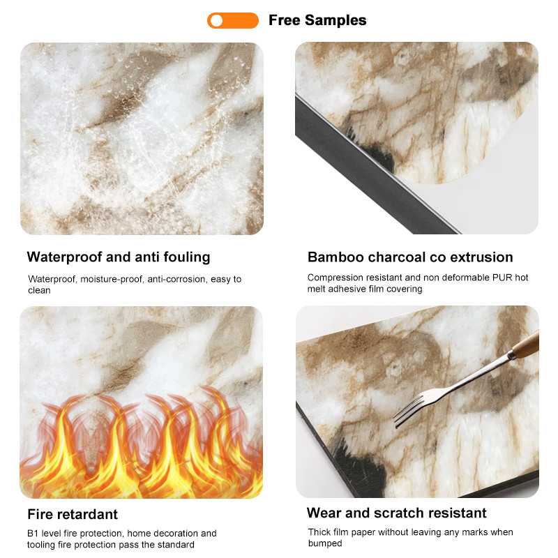 Modern High Gloss Marble Sheet Panel Luxury Wall Decoration Bamboo Crystal Board