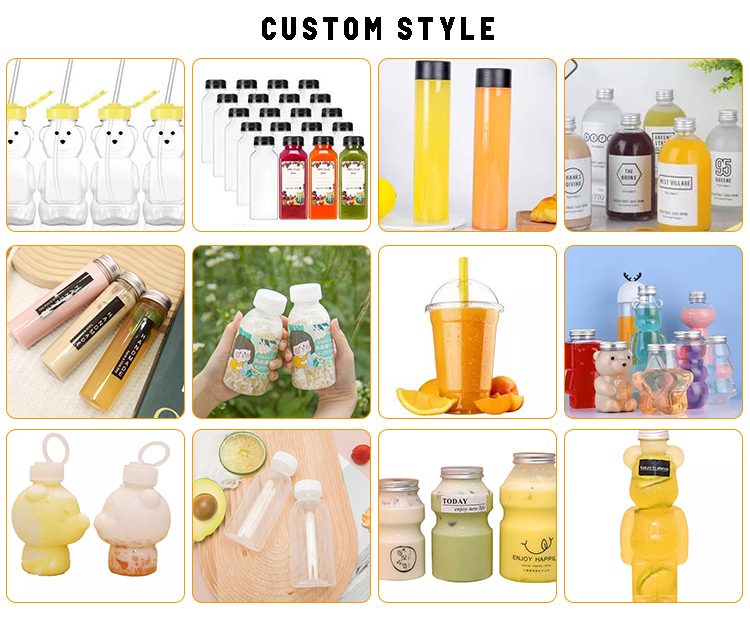 Juice Round Bottle Plastic With Lid Packing Bottles For Juice Pet Plastic Juice Bottles