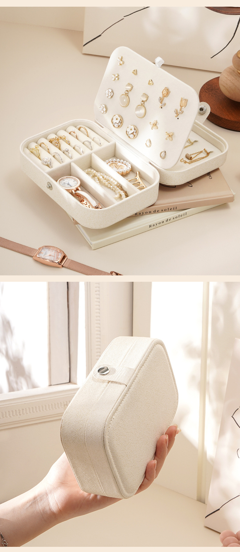 Luxury Metal Portable Necklace Display Cases Custom Velvet Travel Jewelry Box