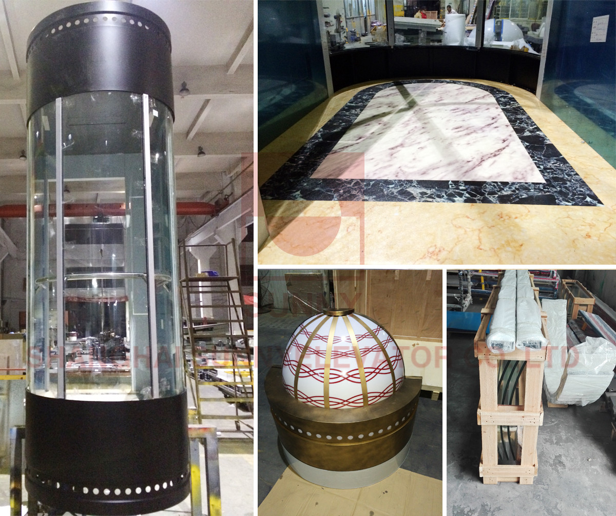 Round Sightseeing Panoramic Glass Room Less Elevator Lifts 630KG - 1000KG