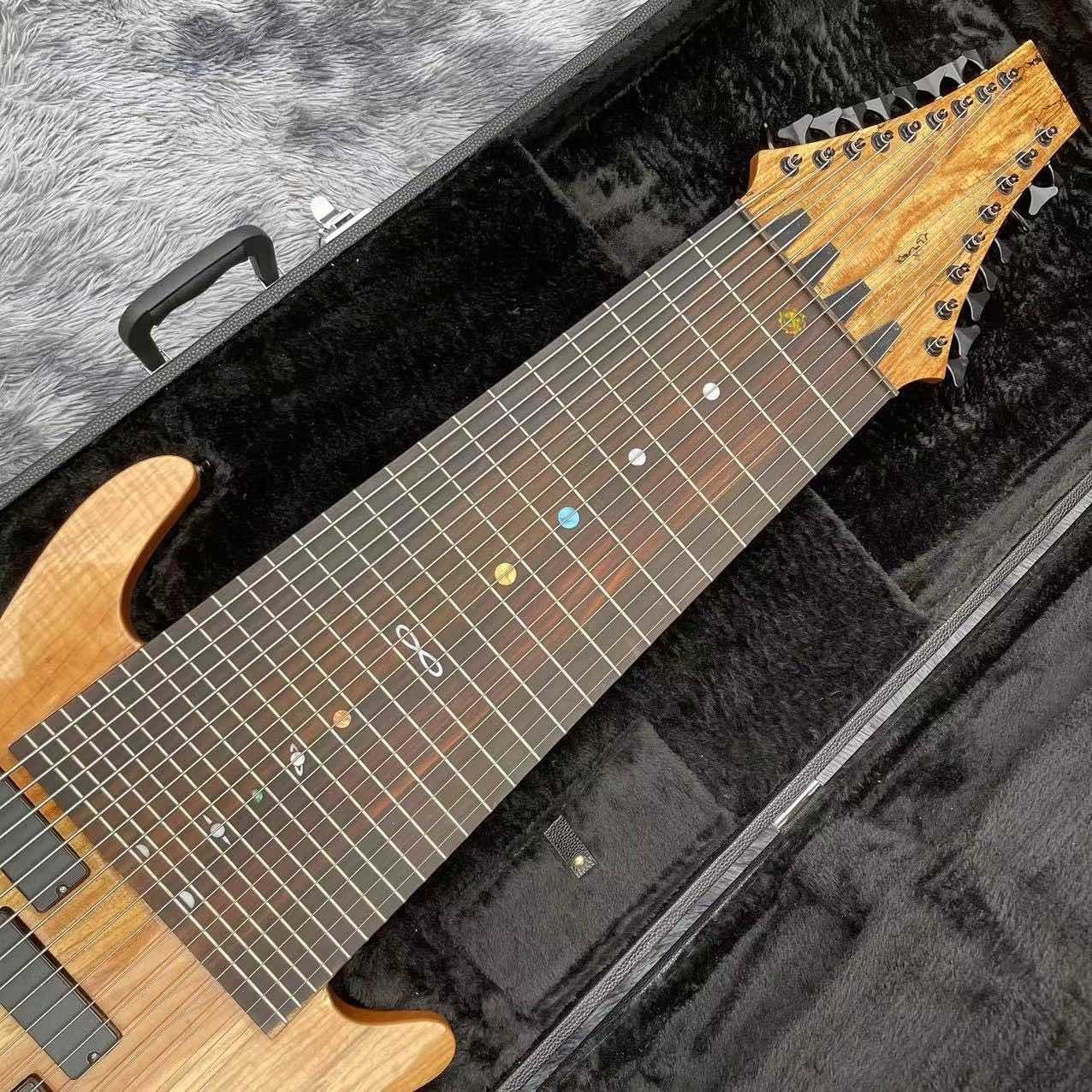 Custom 17 Strings Neck Through Body Electric Bass Guitar with Rosewood Fingerboard Fretless Inlay