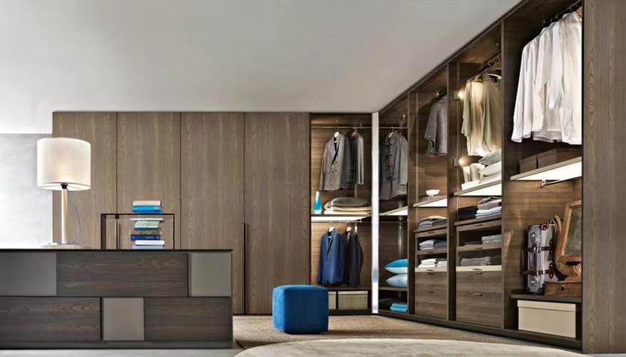 Contemporary Design Style YALIG Veneer Modern Corner Wardrobes for Bedroom Furniture