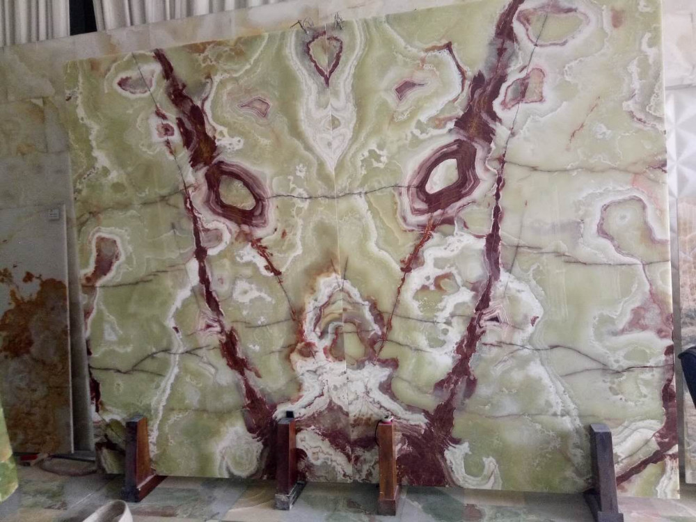 Customized Size Jade Onyx Slab , Green Onyx Marble Big Slab For Coffee Table
