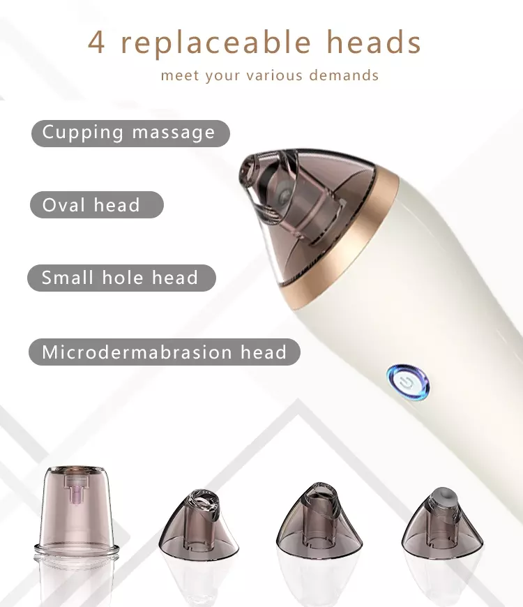 RoHS Black Oval Head Pimple Remover Machine Blackheads Vacuum Machine