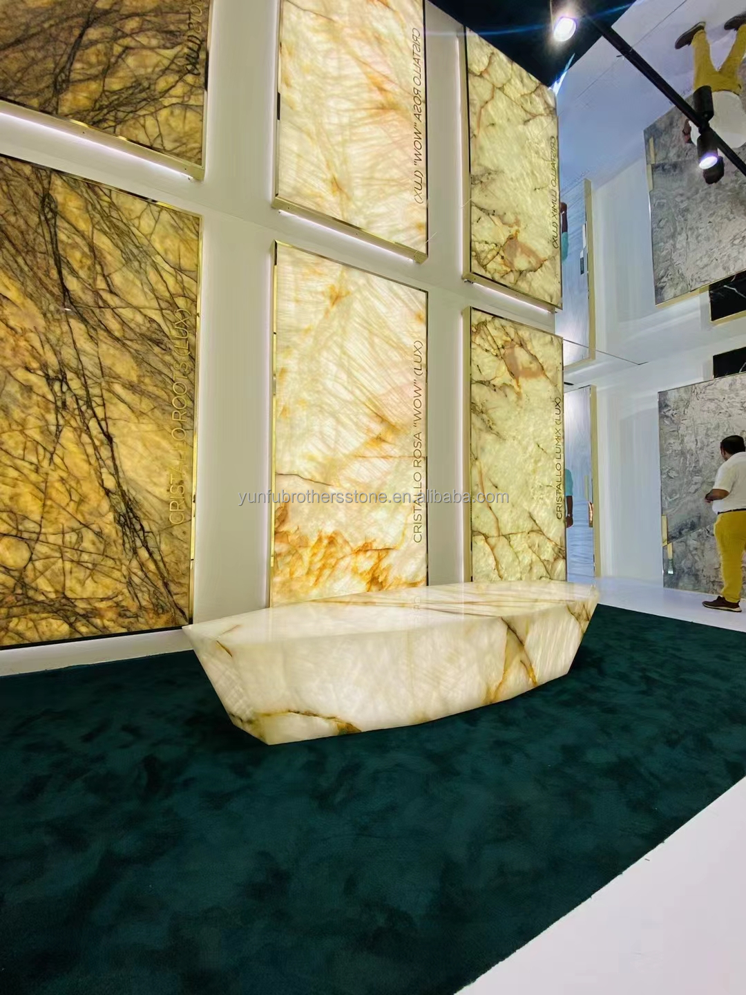 Natural Translucent Ice Age Onyx Marble Slab for Backlit Wall Panel Table Top in Hotels