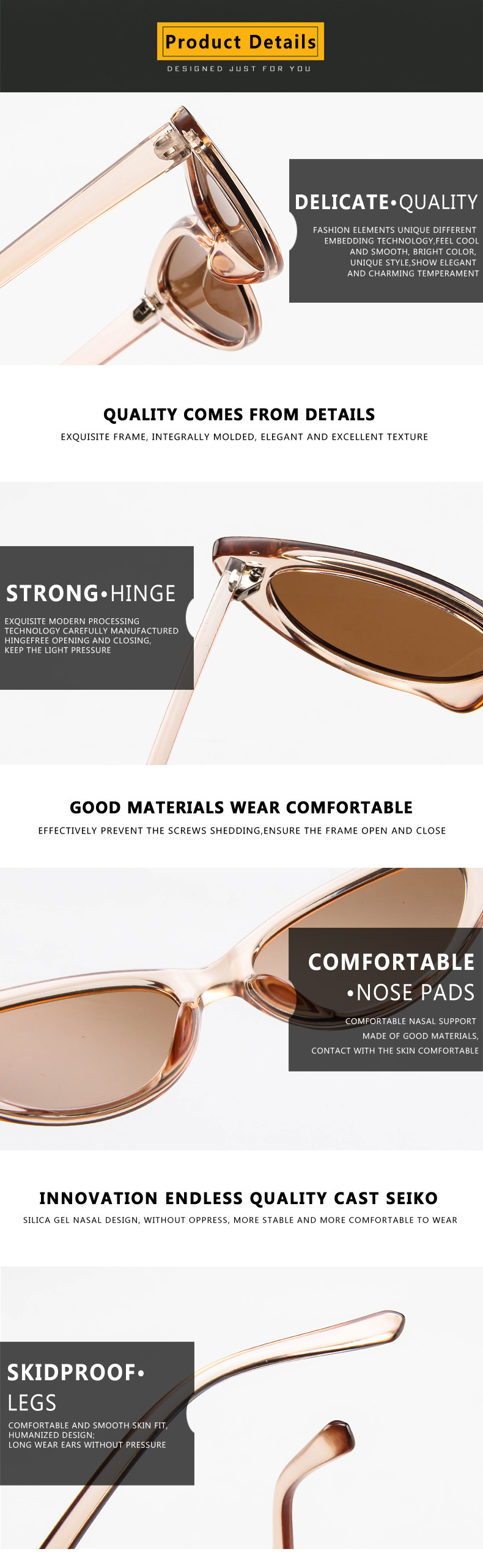 BSCI Small Frames Black Cat Eye Sunglasses Promotion Sunglasses With Logo
