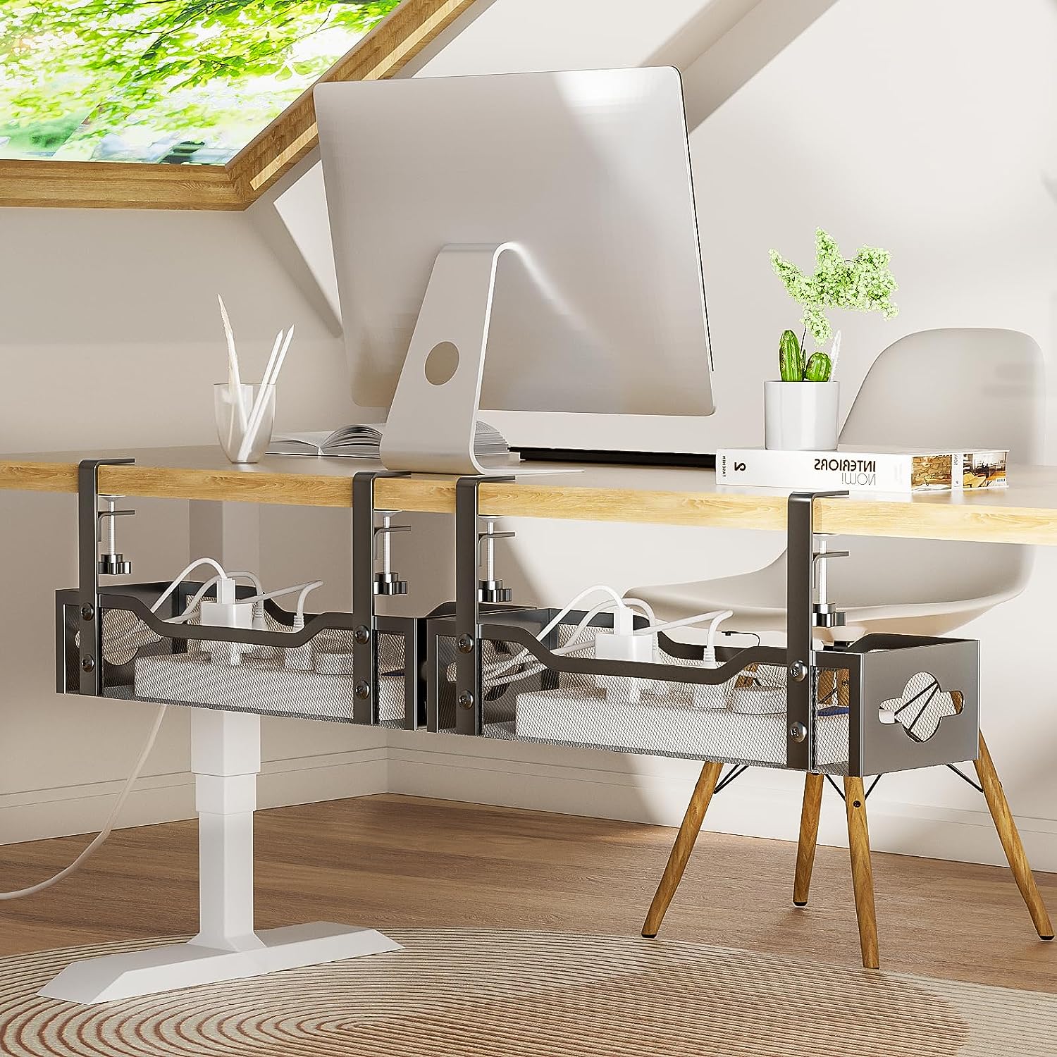Under Table Cord Management Organizer Sustainable Installation Type Wall Mounted Type