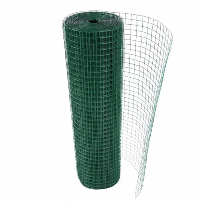 Green PVC Welded Wire Mesh Rolls 1/2" 2''X2'' Weld Mesh Wire Netting