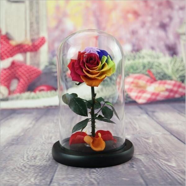 Preserved Flower Eternal Rose in Glass Long Lasting Flowers Home Decoration