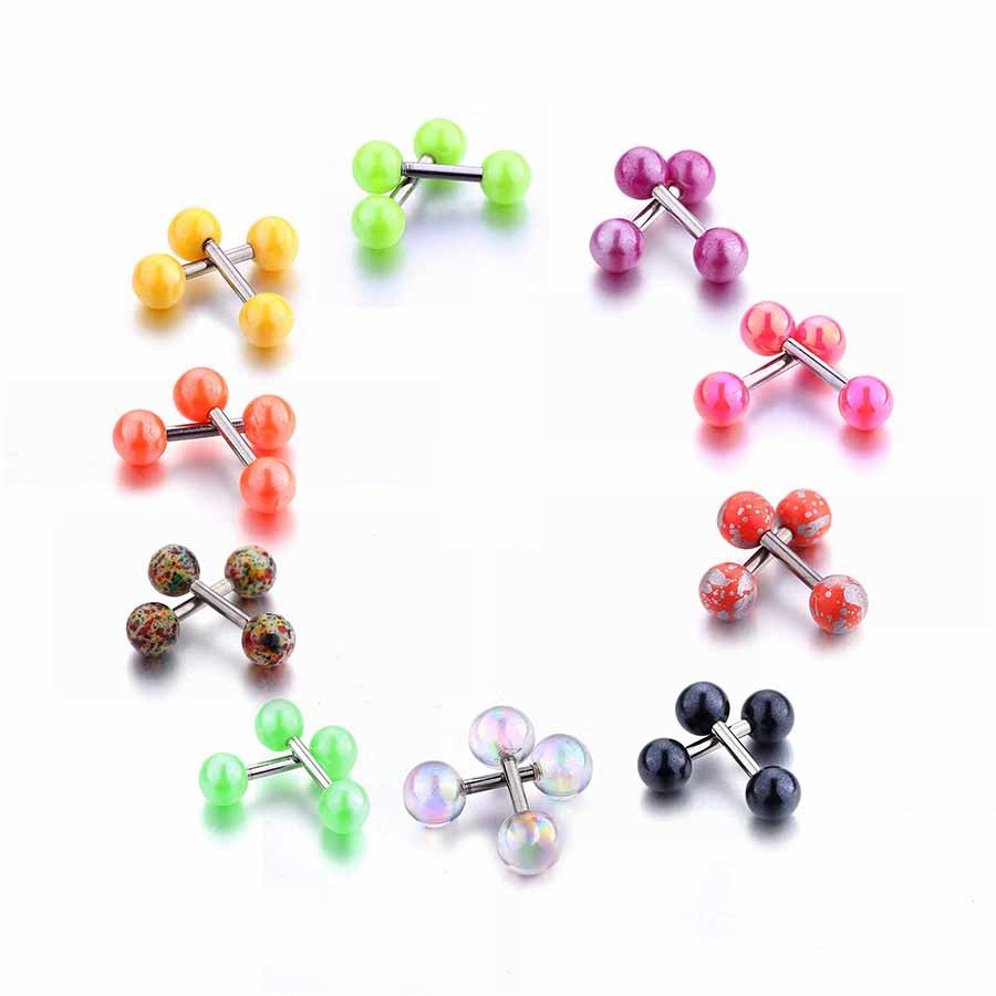 Candy Color Stud Earrings Double Ball Sided Earrings for Women Ear Jewelry