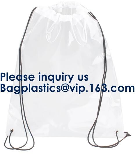OEM Design Promotion PVC Drawstring GYM Bag,Clear PVC Drawstring Bag With Gold String Promotional Reflective Plastic PVC
