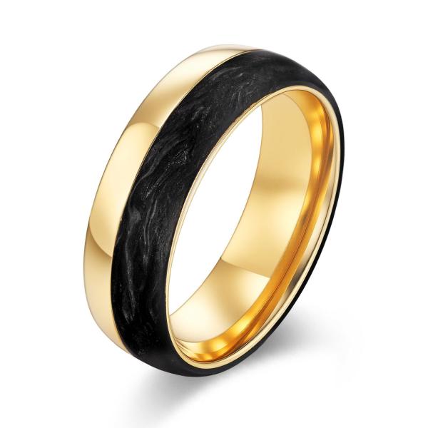 Inlay Technology Setting Gold Powder and Rose Gold Forged Carbon Fiber Wedding