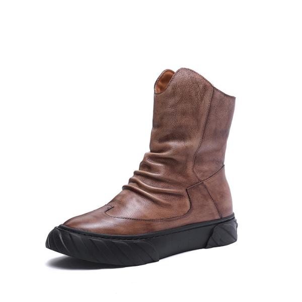 S215 Factory thick velvet autumn and winter new style cowhide boots polish color